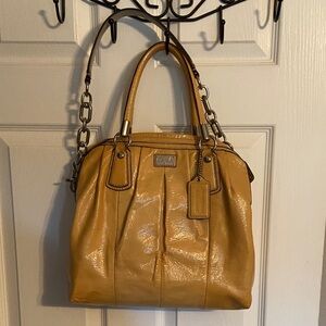 Coach, yellow, patent leather bag